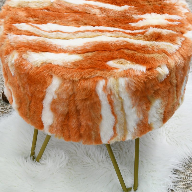 Everly Quinn Round Faux Fur Ottoman Wayfair